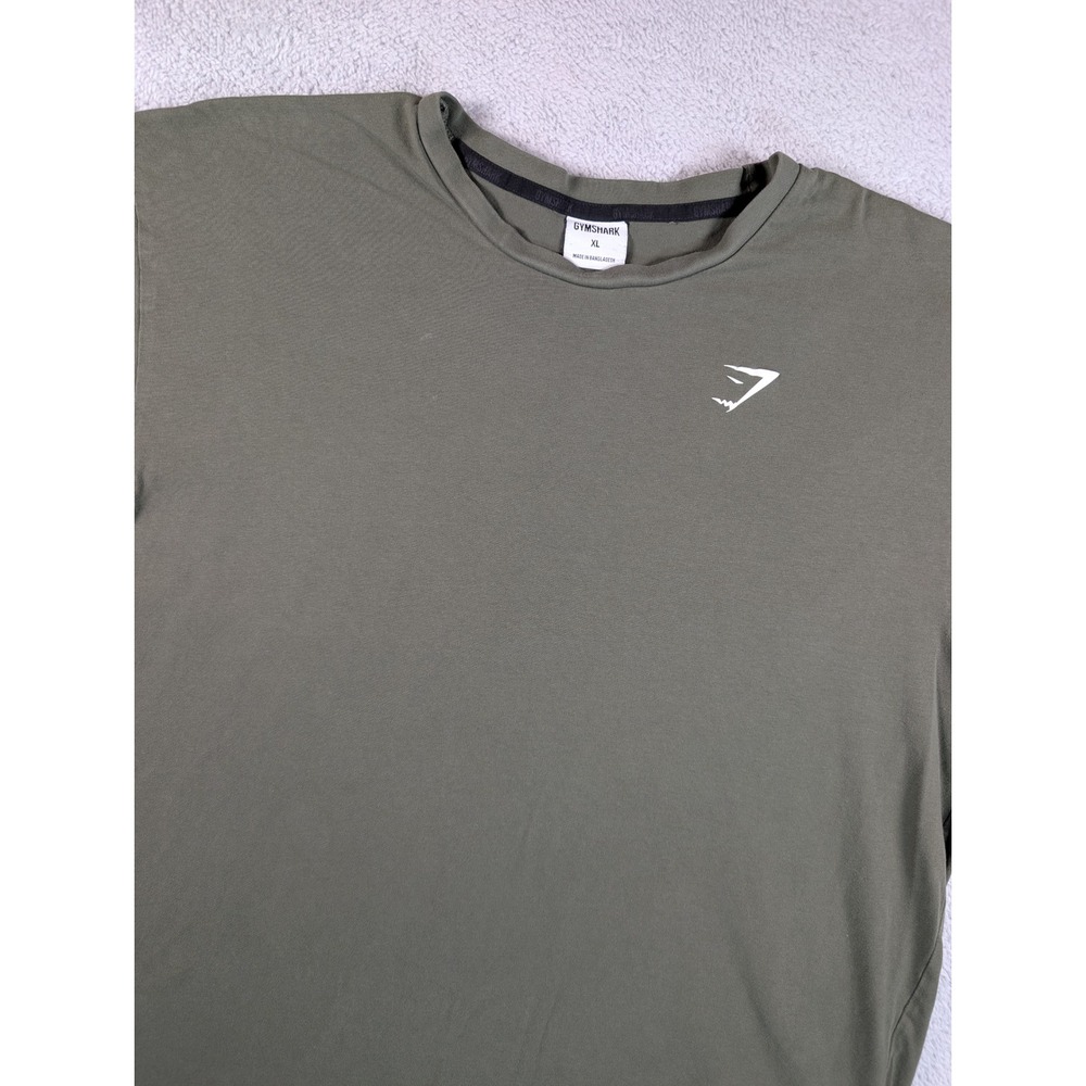 Gymshark Mens XL Olive Green Short Sleeve Workout Training T-Shirt Logo Crew